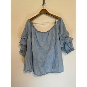 Womans plus size Lane Bryant Off Shoulder Denim Jean Blouse size 22/24